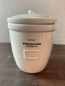 Starbucks 2002 Abbey Barista Coffee Canister or Cookie Jar Ceramic 64 oz. 