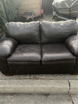 Brown Leather Loveseat