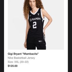 Nike Gigi Bryant Mambacita Jersey XXL- Just released