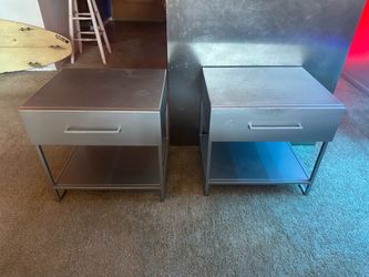 Pair of Metal Nightstands with Drawer