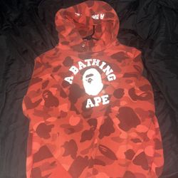 bape hoodie red camo pullover 