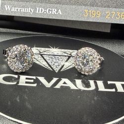 One Carat Each Moissanite Halo Earrings 