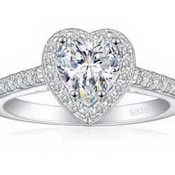 Elegant Sterling Silver Halo Engagement Ring (Size 6,7,8)