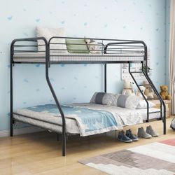 Sturdy Metal Bunk Bed Twin Over Full Size