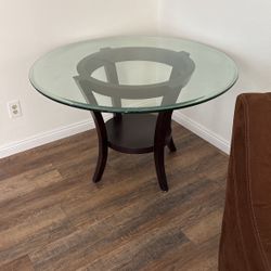 Round Glass Dining Table With Wood Base