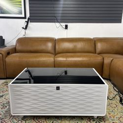 NewCosmos Modern Smart Coffee Table w/Fridge Drawers, Bluetooth Speaker, Wireless Charging and more …