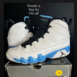Nike Air Jordan Retro 9 Powder Blue Size 8.5