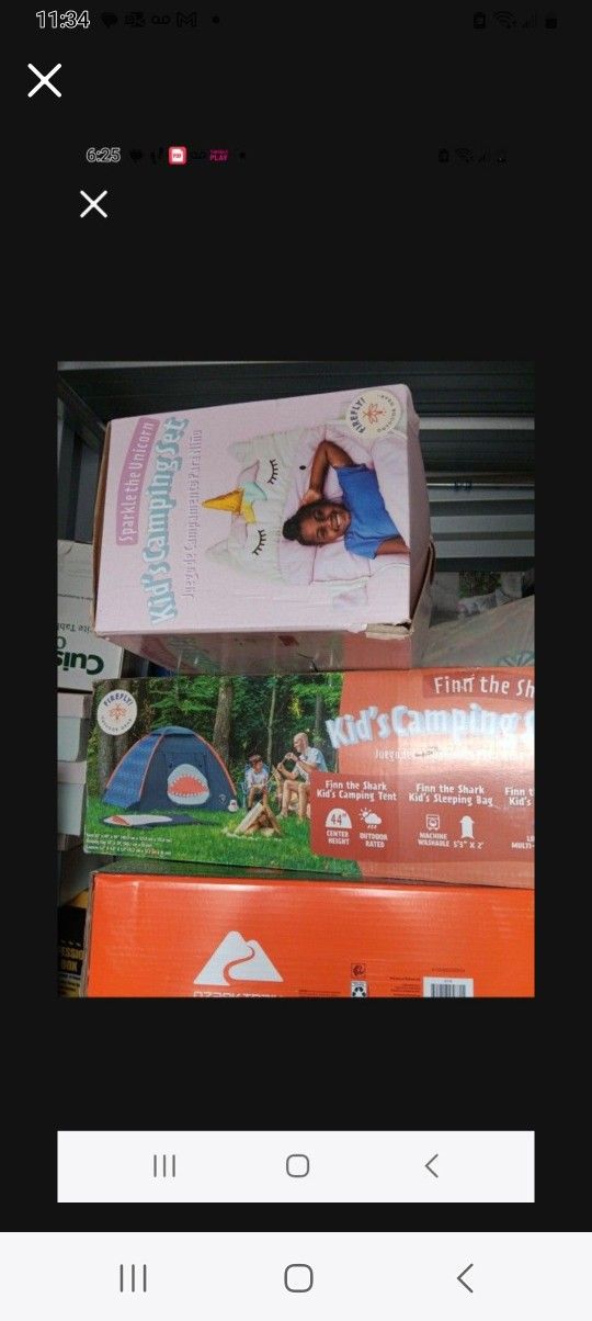 Kids Tent Sets. Tent, Sleeping Bag And Lantern. 