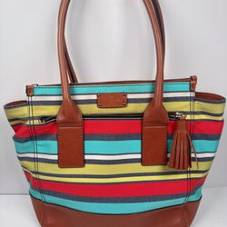 Kate Spade New York Linda Key Wesr Multi Strip Brown Shoulder Bag