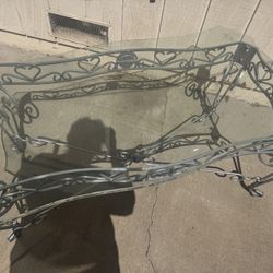 💖 Glass & Metal Coffee Table – Vintage Charm! 