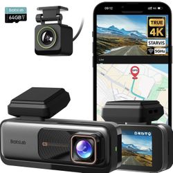 NEW 4K Dash Cam Front and Rear, 170° Ultra Wide Dashcam with ADAS, Night Vision, 24/7 Parking Mode, Sony IMX415 Sensor, WDR, Free 64GB SD Card, 5G/2.4