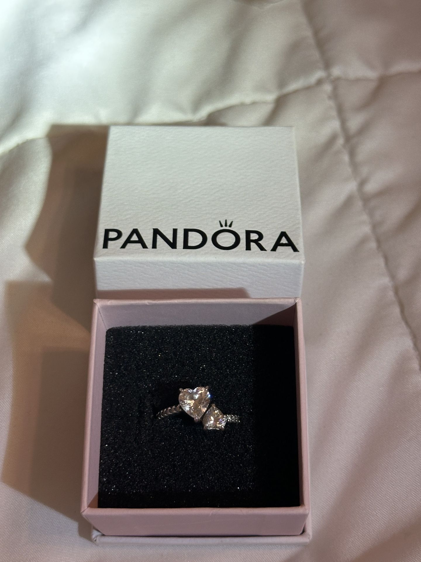 Sterling Silver Double Heart Pandora Ring