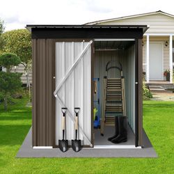 Metal garden sheds 5ft×4ft outdoor storage sheds Brown + Black