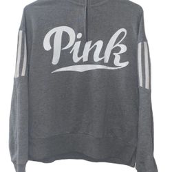 Victoria’s Secrets PINK 1/4 Zip Pullover Sweatshirt Women’s Size XS Gray & White