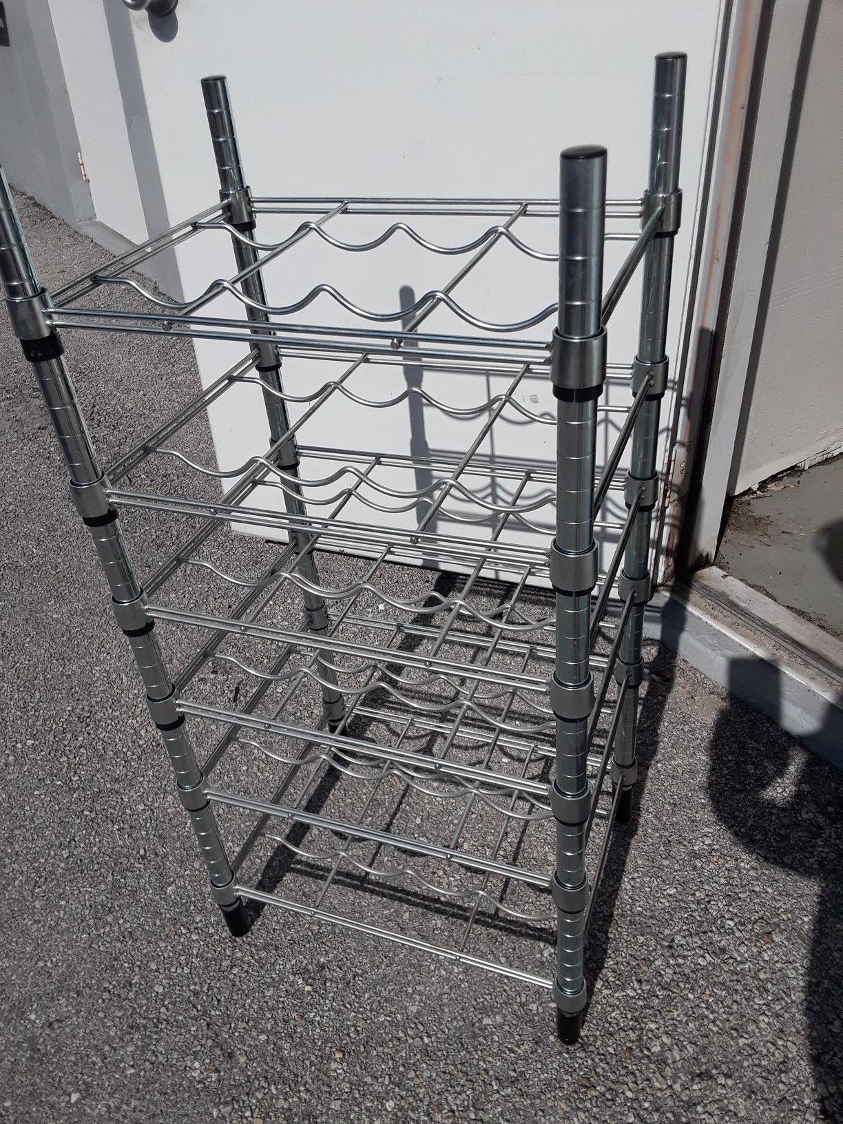 Stainless steel wine rake / shelf , fits 24 wine bottles