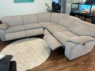 Light Gray Power Reclining Sectional Sofa
