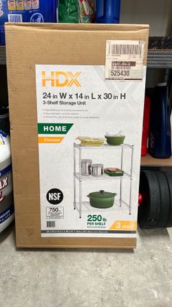 Brand New HDX 3-Tier Steel Wire Shelving Unit (Chrome)