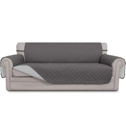 Easy-Going Reversible Couch Cover for 3 Cushion Couch Sofa Cover for Dogs Water Resistant Furniture Protector Cover with Foam Sticks Elastic Straps fo