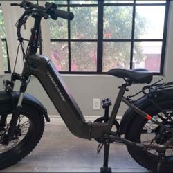 Gray foldable fat tire ebike 