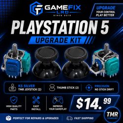 PlayStation 5 KS Silver TMR Joystick Kit (2) + Thumb Sticks (2) – $14.99