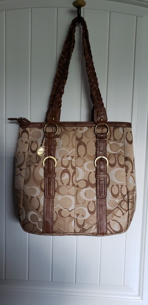 Large Tan/Brown "COACH" Tote. 12"x 12"