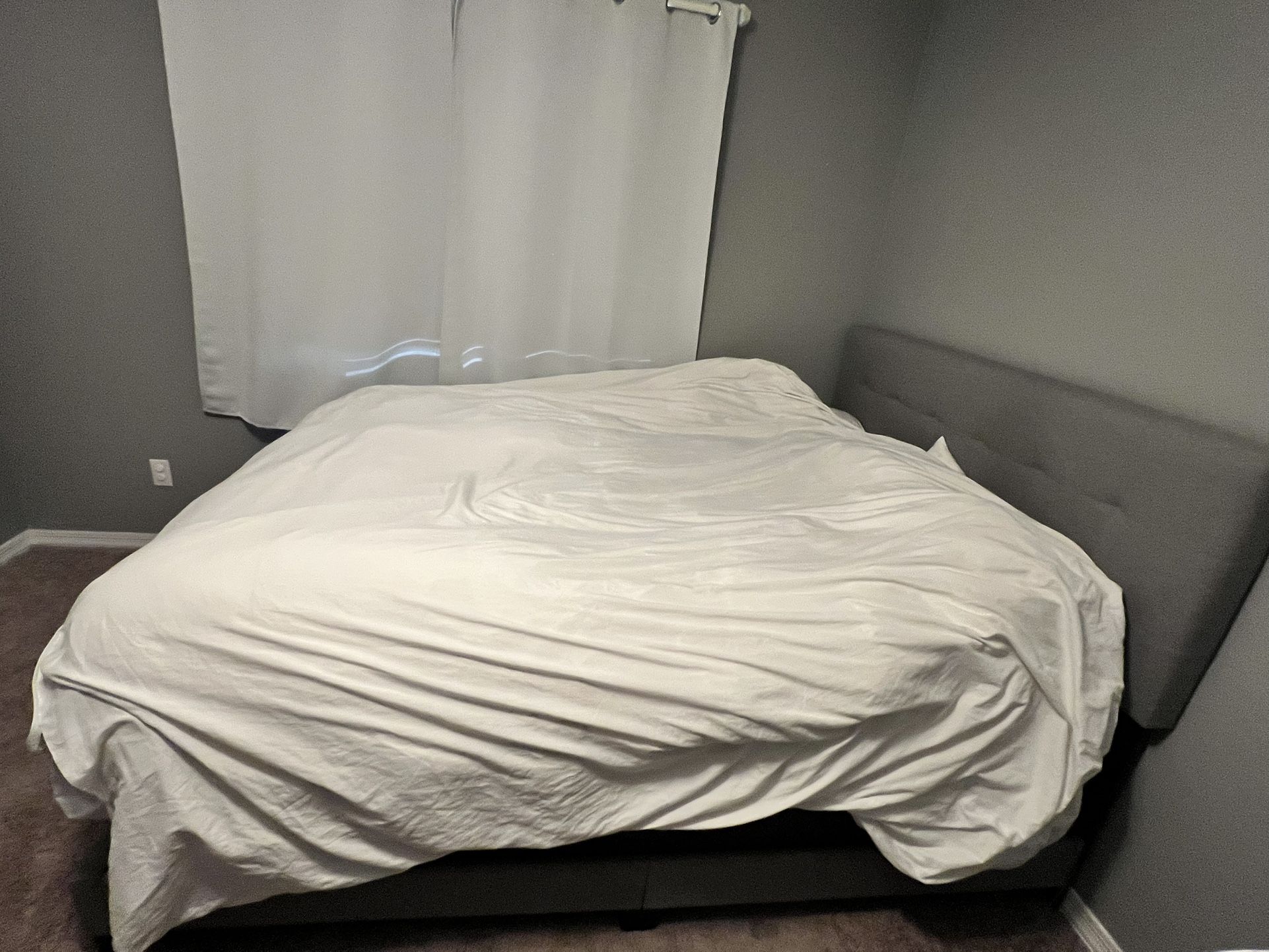 Queen Bed With Grey Upholstery Frame!