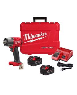 New M18 FUEL 18V Lithium-Ion Brushless Cordless 3/8 in. Mid-Torque Impact Wrench with Friction Ring Kit, Resistant Batteries