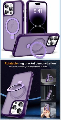 Used - like New SKYLMW Compatible with iPhone 14 Pro Max Case with Stand,Purple iPhone 14 Pro Max Phone Case 6.7",Magnetic Ring Stand,Compatible with 