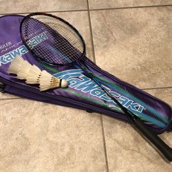 Kawasaki Badminton Carbon Graphite Ruler Aerowide 201 Racket With Carrying Cover Case