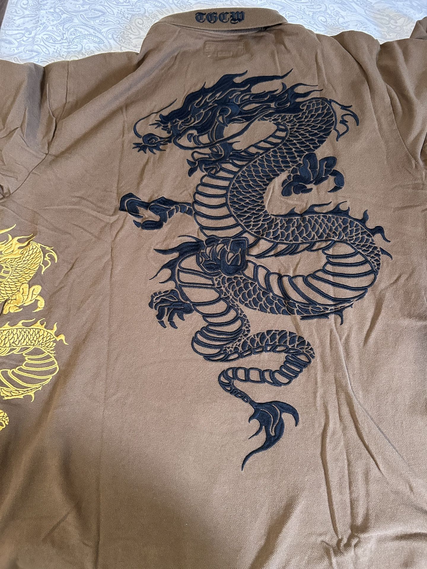 Supreme The Great China Wall Dragon Polo Brown XL