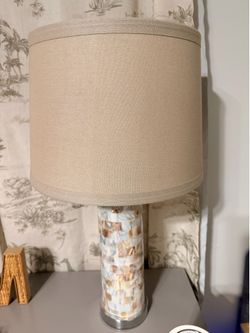 Coastal accent table lamp nightstand side table mother of pearl shell beach coastal