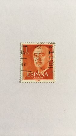 Stamp Spain 1955 1Pta General Franco Franked Postage Stamp