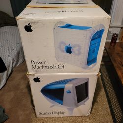 PowerMac G3 Yosemite 350mhz Computer in box, Studio Display in Box, Keyboard, Mouse