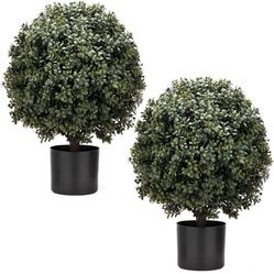 2 Pack Artificial Boxwood Topiary Trees