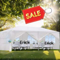 10×20 FT White Party Tent, Waterproof Outdoor Wedding Canopy with 6 Removable Sidewalls, Heavy Duty Gazebo Shelter for Patio, BBQ, Graduation & Events