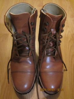 Samuel Hubbard Brown Uptown Maverick Lace/Zip Captoe Ankle Boots US 9.5