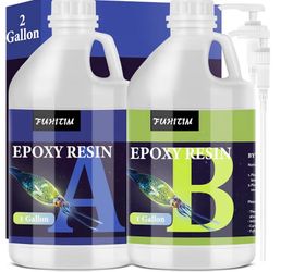 Epoxy Resin 2 Gallon - Crystal Clear Epoxy Resin Kit - Self-Leveling, High-Glossy, No Yellowing, No Bubbles Casting Resin Perfect for Crafts, Table To