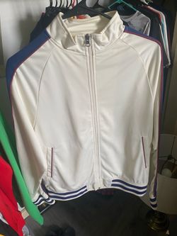 White blue maroon jacket