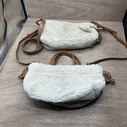 Pair Madewell Mini The Resourced High Pile Fleece Sling Crossbody Sherpa Leather