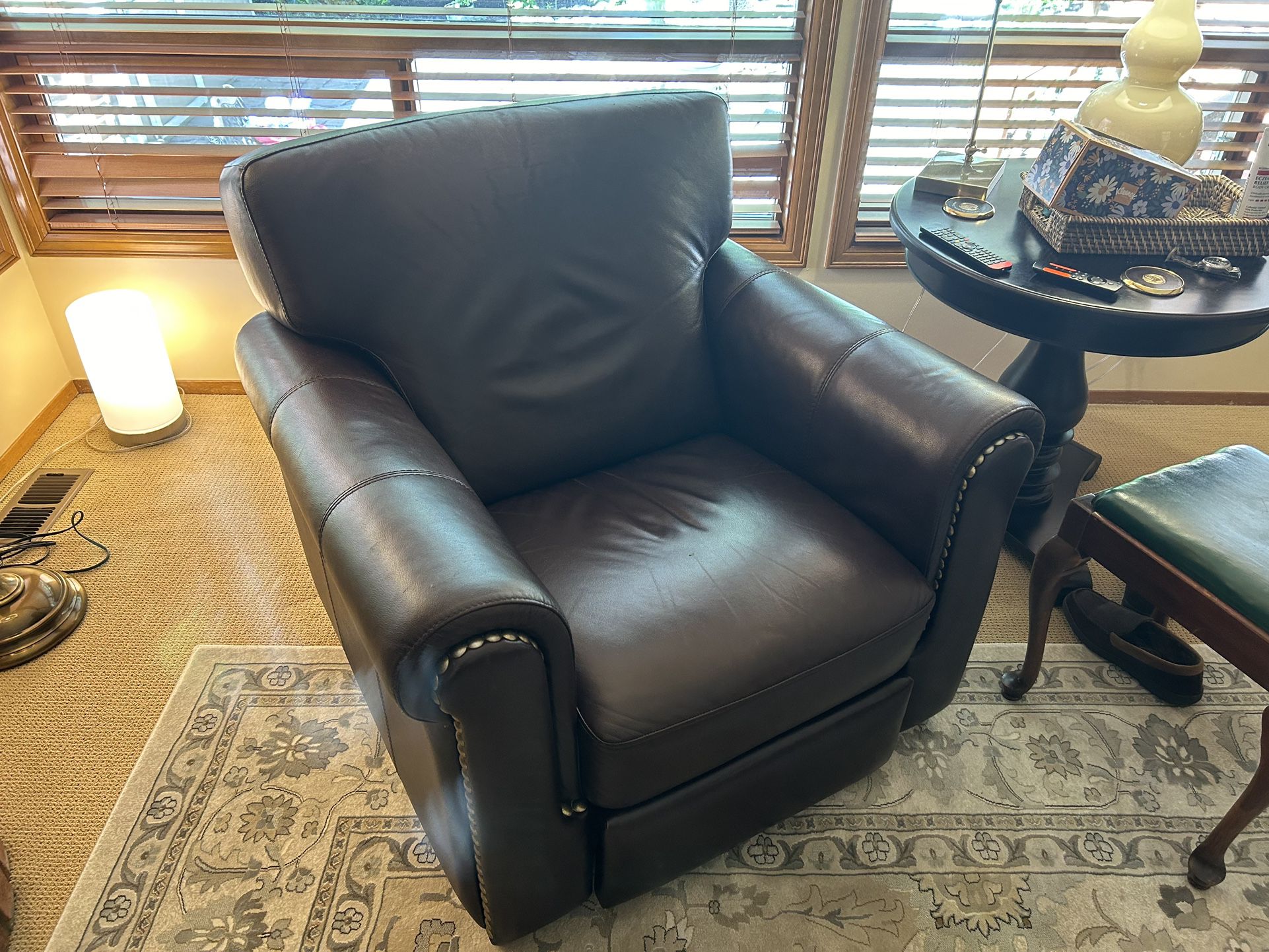 Macy’s All Leather Side Chair, Reclining Chair Brown