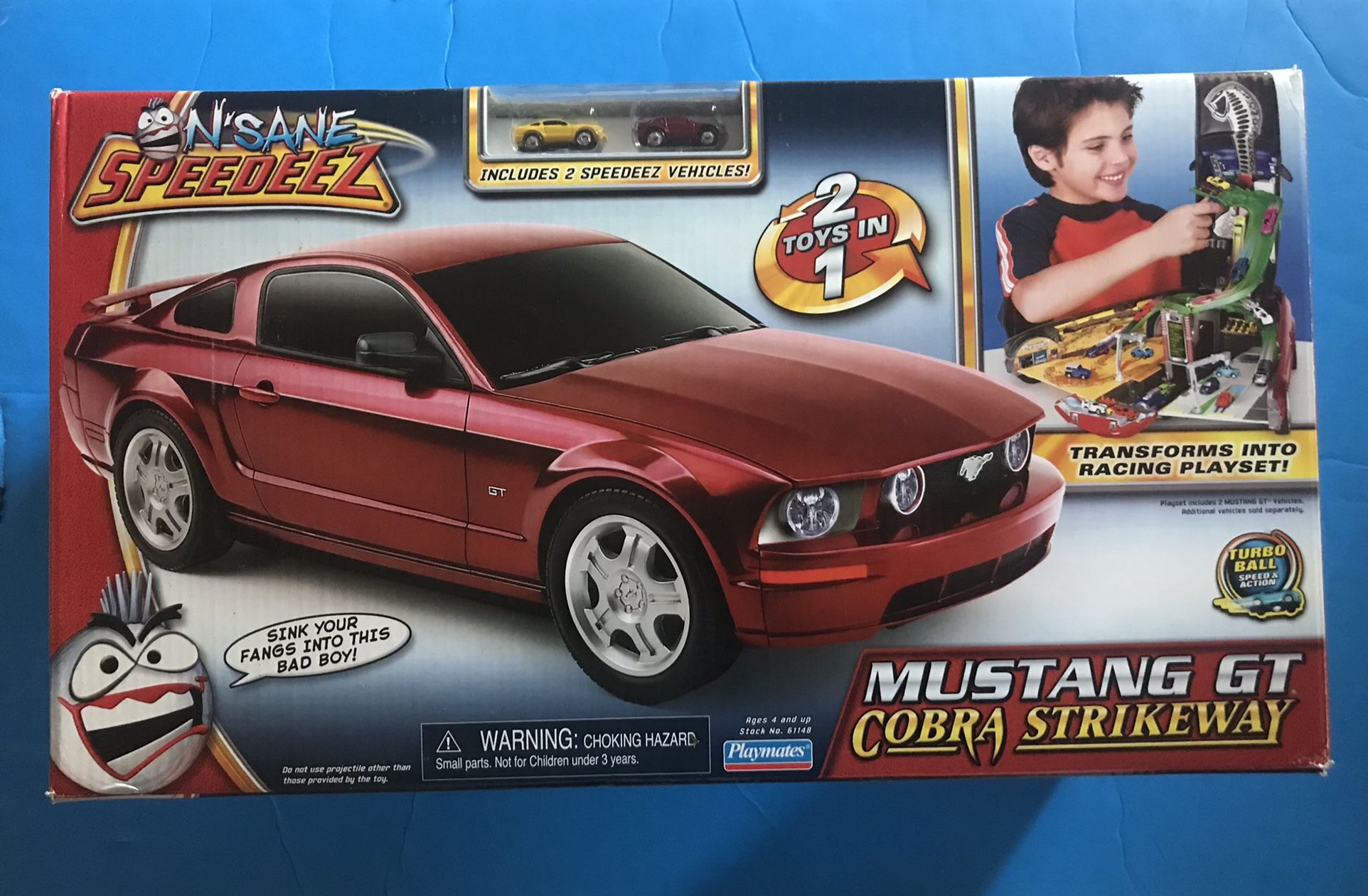 NEW Vtg Speedeez Playmates Ford Mustang GT Cobra Strikeway Playset