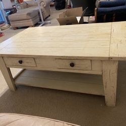 2 White/distressed End Tables/coffee Tables