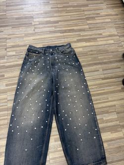 Baggy rhinestone jeans