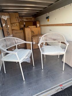 White Wicker Outdoor Patio Chairs – Set of 2