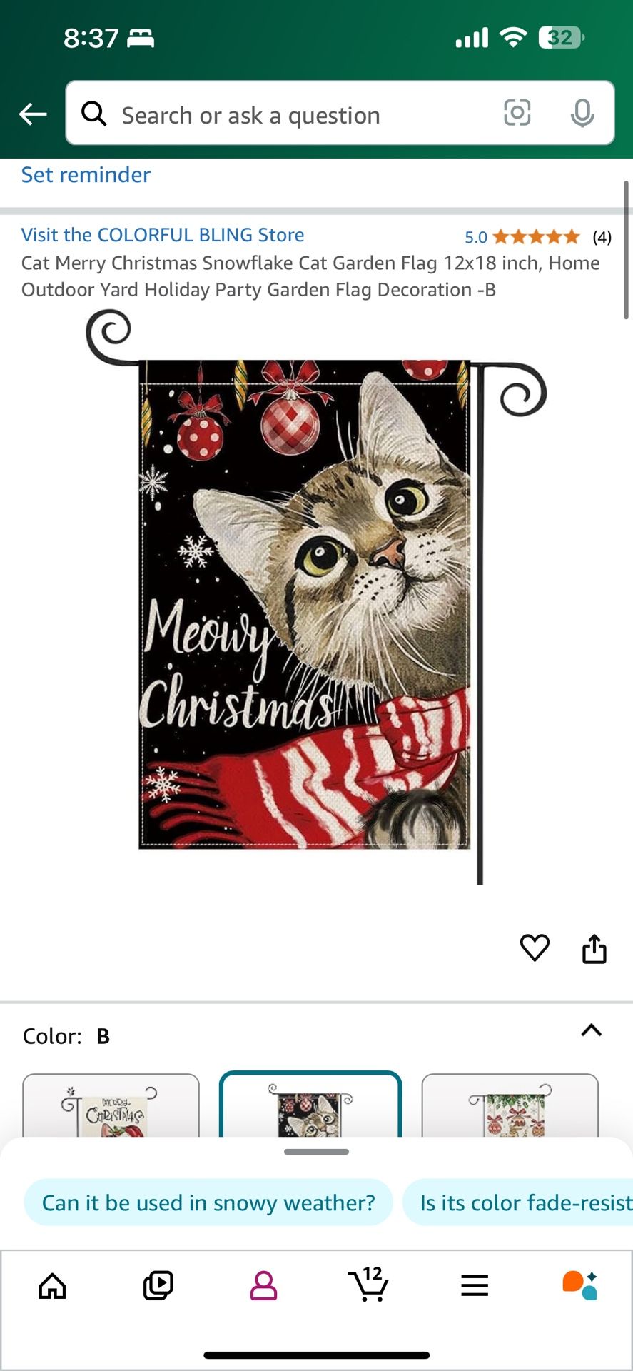 Cat Merry Christmas Snowflake Cat Garden Flag 12x18 inch, Home Outdoor Yard Holiday Party Garden Flag Decoration