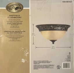Hampton Bay Sheffield Venetian Bronze Flush Mount Light with Champagne Scavo Glass