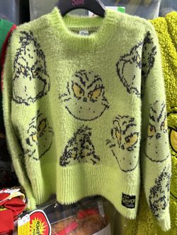 Fuzzy Sweater Grinch By Justice - Size Small - New 