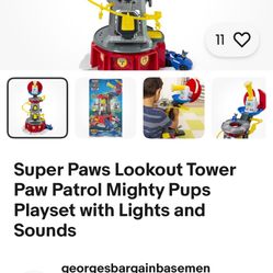 Super Paws Lookout Tower Paw Patrol Mighty Pups Playset with Lights and Sounds
