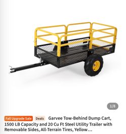 Garvee Tow-Behind Steel Dump Cart Utility Trailer