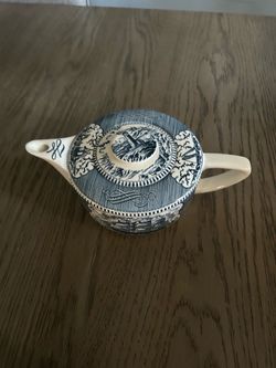Vintage Currier and Ives Blue Dishes